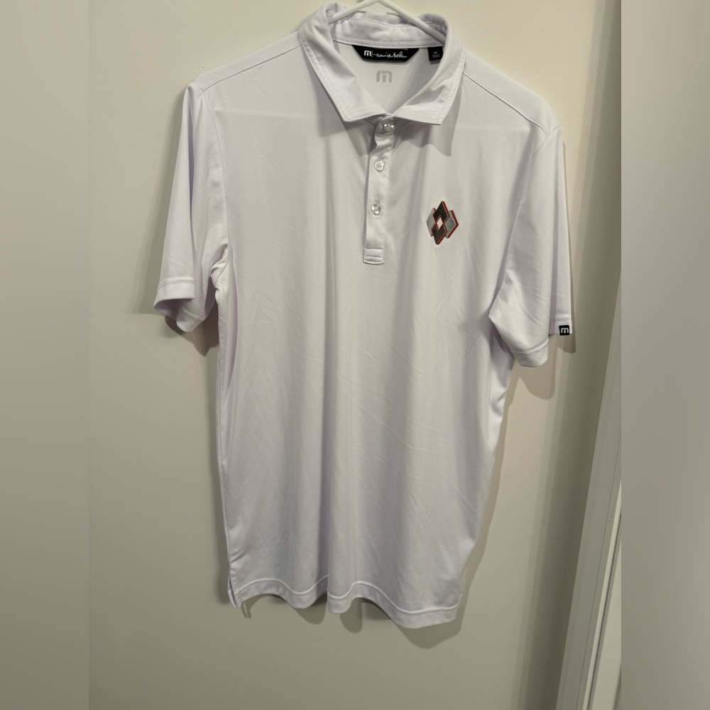 Travis Mathew Polo Shirt‎ Mens Size Medium White Solid Golf Short Sleeve